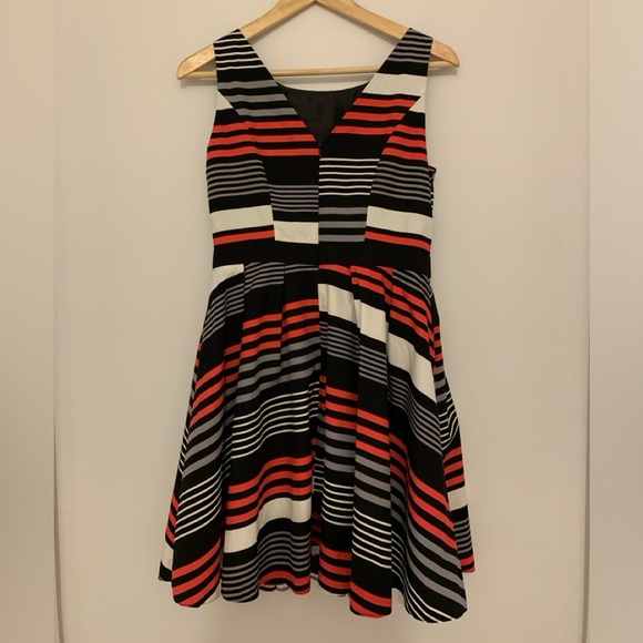 Redherring Striped fit & flare, lined, Black/Red/White,UK 12 - Picture 2 of 3